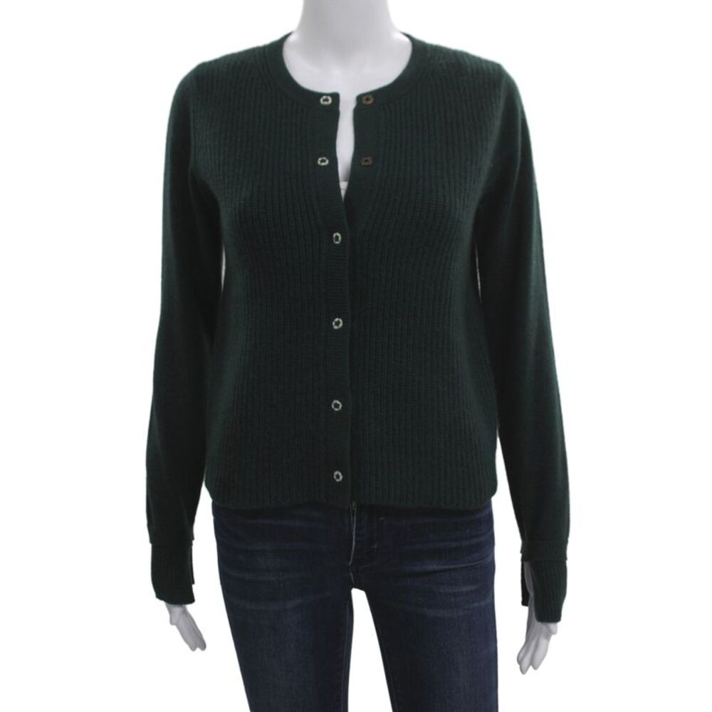 Leo & Sage Women Green Classic Cardigan Long Sleeve Round Neck Solid Size S